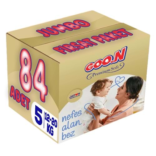 Goon Premium Soft Bebek Bezi Beden:5 (12-20Kg) Junior 84 Adet Jumbo Fırsat Pk