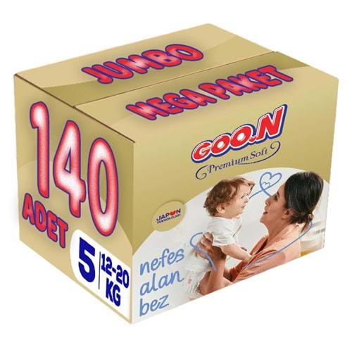 Goon Premium Soft Bebek Bezi Beden:5 (12-20Kg) Junior 140 Adet Jumbo Mega Pk