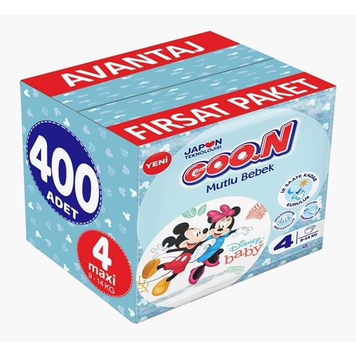 Goon Mutlu Bebek Bebek Bezi Beden:4 (9-14Kg) Maxi 400 Adet Avantaj Fırsat Pk