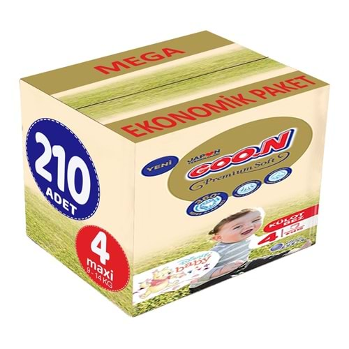 Goon Premium Soft Külot Bebek Bezi Beden:4 (9-14Kg) Maxi 210 Adet Mega Ekonomik Pk