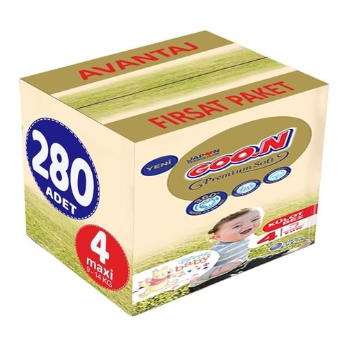 Goon Premium Soft Külot Bebek Bezi Beden:4 (9-14Kg) Maxi 280 Adet Avantaj Fırsat Pk