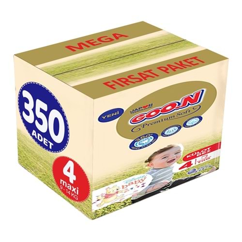 Goon Premium Soft Külot Bebek Bezi Beden:4 (9-14Kg) Maxi 350 Adet Mega Fırsat Pk