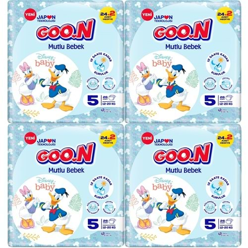 Goon Mutlu Bebek Bebek Bezi Beden:5 (12-20Kg) Junior 104 Adet Jumbo Aylık Pk