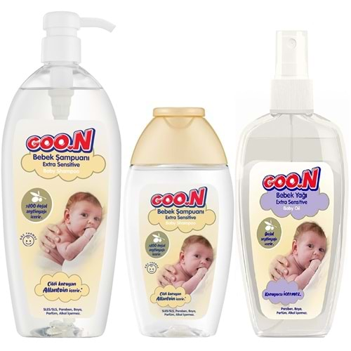 Goon Bebek Şampuanı 700ML+200ML+ Goon Bebek Yağı 200ML Ekstra Sensitive/Hassas (Karma 3 Lü Set)