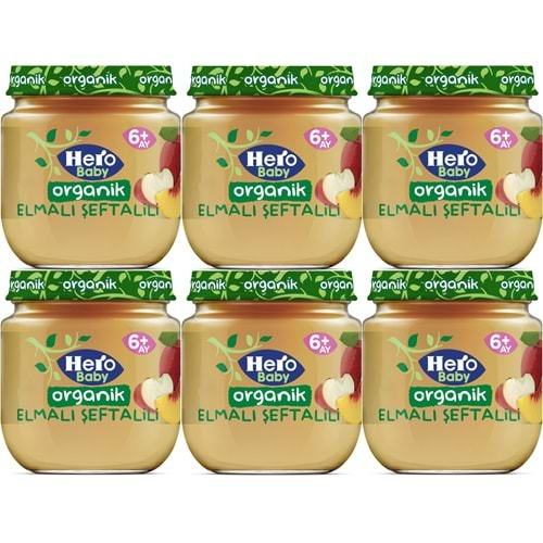 Hero Baby Kavanoz Maması 120GR Organik Elmalı Şeftalili (6 Lı Set)