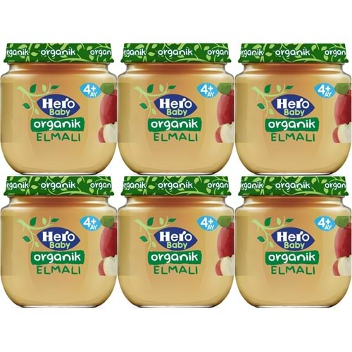 Hero Baby Kavanoz Maması 120GR Organik Elmalı (6 Lı Set)