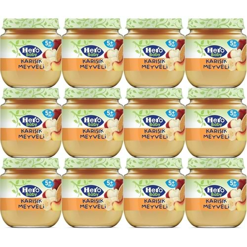 Hero Baby Kavanoz Maması 125GR Karışık Meyveli 12 Li Set