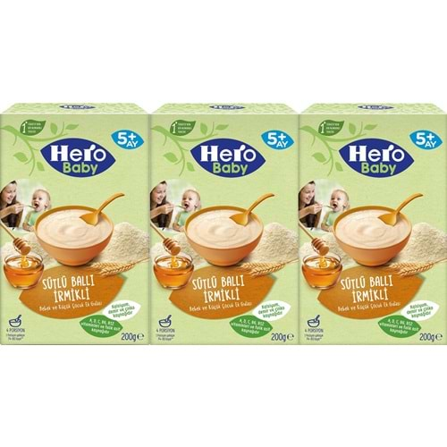 Hero Baby Kaşık Maması 200GR Sütlü Ballı İrmikli 3 Lü Set