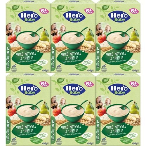 Hero Baby Kaşık Maması 400GR Sütlü Meyveli 8 Tahıllı 6 Lı Set