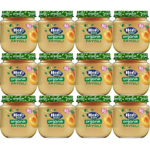 Hero Baby Kavanoz Maması 120GR Organik Kayısılı (12 Li Set)