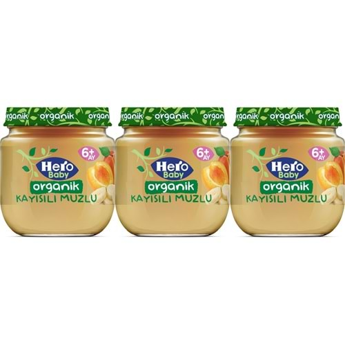 Hero Baby Kavanoz Maması 120GR Organik Kayısılı Muzlu (3 Lü Set)