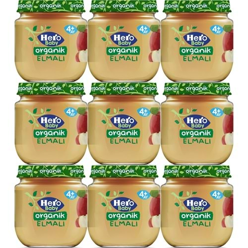 Hero Baby Kavanoz Maması 120GR Organik Elmalı (9 Lu Set)