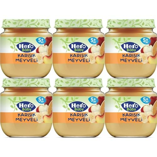 Hero Baby Kavanoz Maması 125GR Karışık Meyveli 6 Lı Set