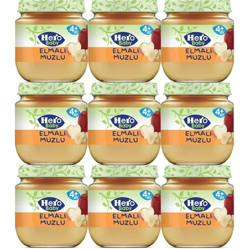 Hero Baby Kavanoz Maması 125GR Elma Muz 9 Lu Set