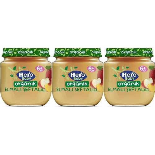 Hero Baby Kavanoz Maması 120GR Organik Elmalı Şeftalili (3 Lü Set)