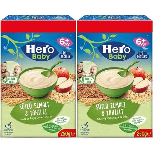 Hero Baby Kaşık Maması 250GR Sütlü Meyveli 8 Tahıllı (Avantaj Pk) (2 Li Set)