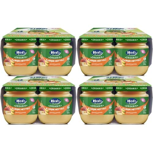 Hero Baby Kavanoz Maması 120GR Avantaj Pk (16 Lı Set) Karışık Meyveli (4PK*4)