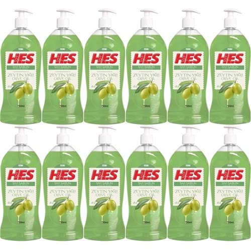 HES Sıvı Sabun 750ML Zeyin Yağlı (Pompalı) (12 Li Set)