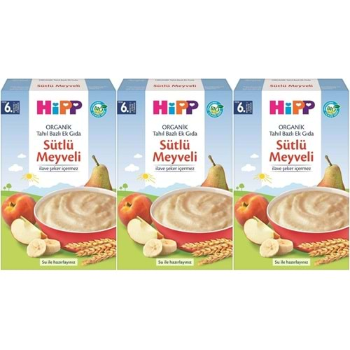 Hipp Organik Sütlü Meyveli Tahıl Bazlı Kaşık Maması 250Gr (3 Lü Set)