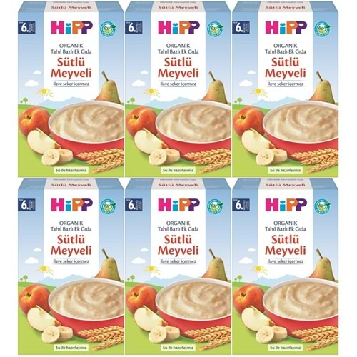 Hipp Organik Sütlü Meyveli Tahıl Bazlı Kaşık Maması 250Gr (6 Lı Set)