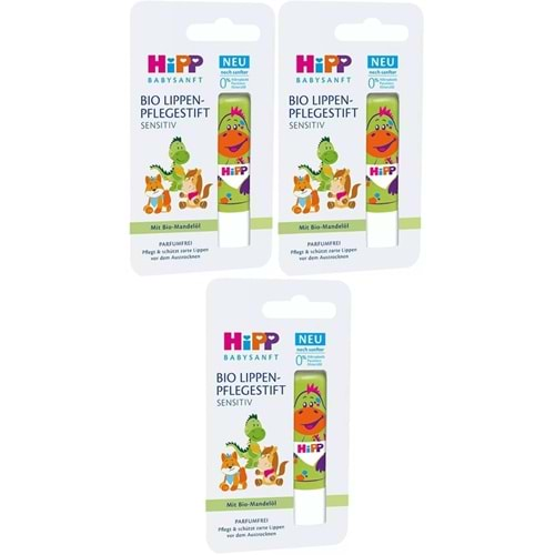 Hipp Babysanft Organik Dudak Nemlendiricisi Ultra Sensıtıv 4.8GR (Yeşil) (3 Lü Set)