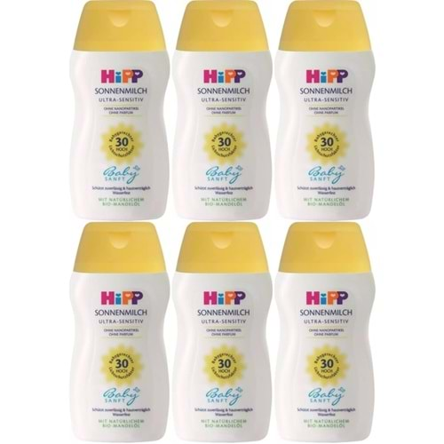 Hipp Babysanft Güneş Kremi -Yüz için Sonnen Gesıchtscreme 30 Faktör Ultra Sensıtıv 50ML (6 Lı Set)