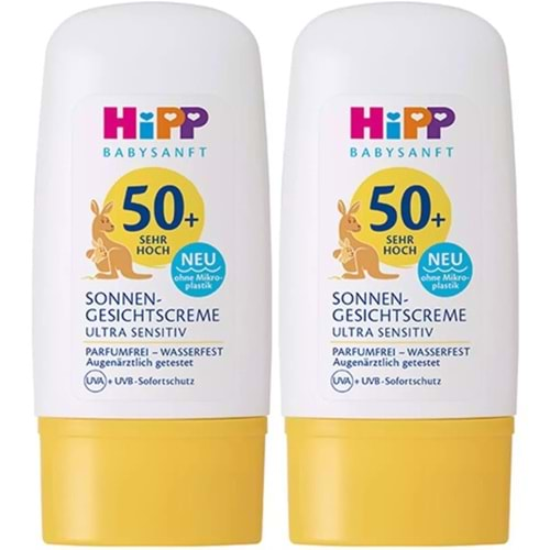 Hipp Babysanft Güneş Kremi -Yüz için Sonnen Gesıchtscreme 50+ Faktör Ultra Sensıtıv 30ML (2 Li Set)