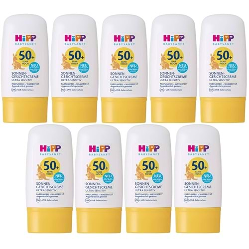 Hipp Babysanft Güneş Kremi -Yüz için Sonnen Gesıchtscreme 50+ Faktör Ultra Sensıtıv 30ML (9 Lu Set)