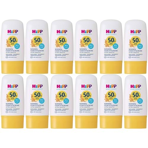 Hipp Babysanft Güneş Kremi -Yüz için Sonnen Gesıchtscreme 50+ Faktör Ultra Sensıtıv 30ML (12 Li Set)