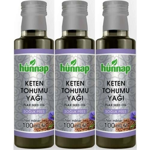 Hünnap Keten Tohumu Yağı 100ML (Soğuk Press) (3 Lü Set)