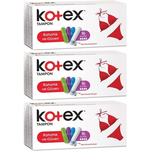 Kotex Tampon Süper 48 Li Set (3PK*16)