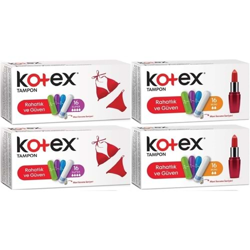 Kotex Tampon Süper - Mini 64 Lü Karma Set (4PK*16)