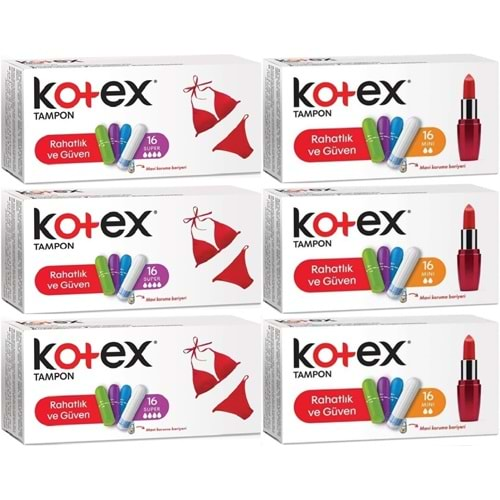 Kotex Tampon Süper - Mini 96 Lı Karma Set (6PK*16)