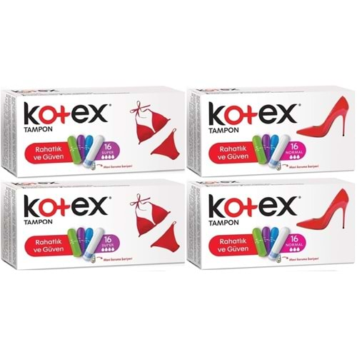 Kotex Tampon Süper - Normal 64 Lü Karma Set (4PK*16)