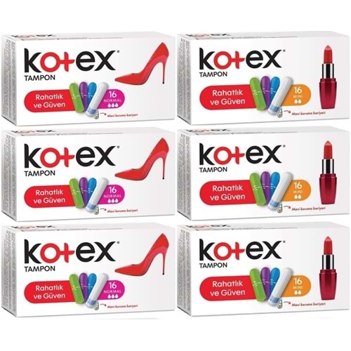 Kotex Tampon Normal - Mini 96 Lı Karma Set (6PK*16)