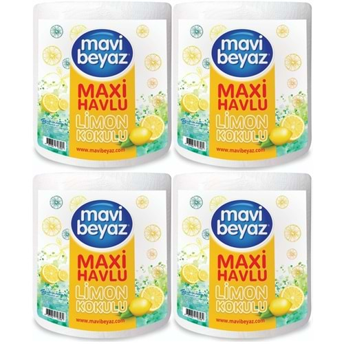 Mavi Beyaz Maxi Kağıt Havlu Dev Rulo Pk Limon Kokulu (4 Lü Set)