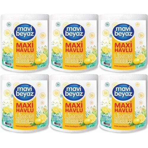 Mavi Beyaz Maxi Kağıt Havlu Dev Rulo Pk Limon Kokulu (6 Lı Set)