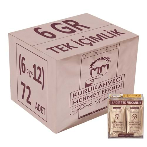 Mehmet Efendi Kurukahveci Türk Kahvesi 6GR Tek Fincanlık (72 Li Set) (6PK*12)