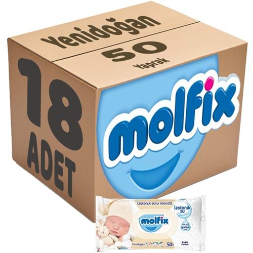 Molfix Islak Havlu Mendil İzotonik Yeni Doğan 18 Li Set 50 Yaprak Pamuklu Plastik Kapaklı