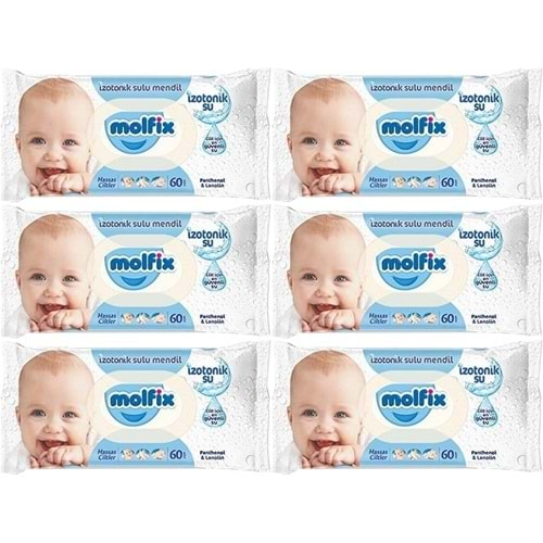 Molfix Islak Havlu Mendil İzotonik Hassas Ciltler 6 Lı Set 60 Yaprak Plastik Kapaklı