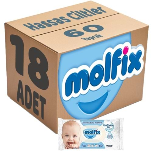 Molfix Islak Havlu Mendil İzotonik Hassas Ciltler 18 Li Set 60 Yaprak Plastik Kapaklı