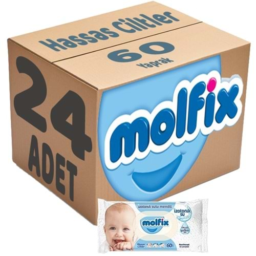 Molfix Islak Havlu Mendil İzotonik Hassas Ciltler 24 Lü Set 60 Yaprak Plastik Kapaklı