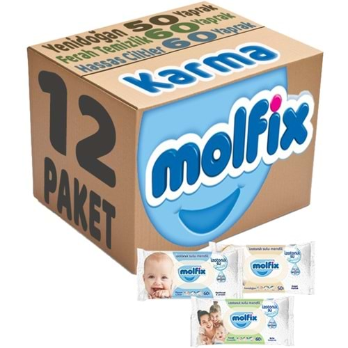 Molfix Islak Havlu Mendil İzotonik Karma 12 Li Set (Yeni Doğan-Hassas Cilt-Ferah Temizlik)