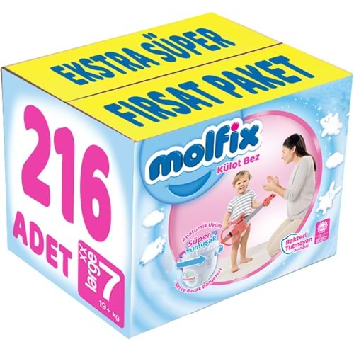 Molfix Külot Bebek Bezi Beden:7 (19+KG) XX Large 216 Adet Ekstra Dev Avantaj Pk