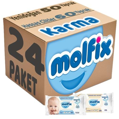 Molfix Islak Havlu Mendil İzotonik Karma 24 Lü Set (Yeni Doğan-Hassas Cilt)