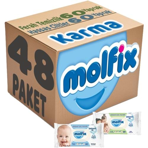 Molfix Islak Havlu Mendil İzotonik Karma 48 Li Set (Ferah Temizlik-Hassas Cilt)