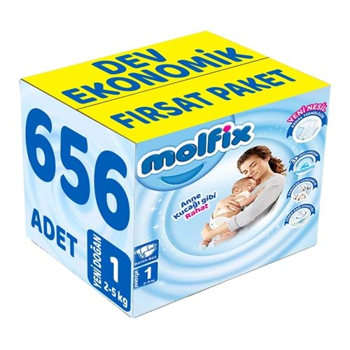 Molfix Bebek Bezi Beden:1 (2-5Kg) Yeni Doğan 656 Adet Dev Ekonomik Fırsat Pk