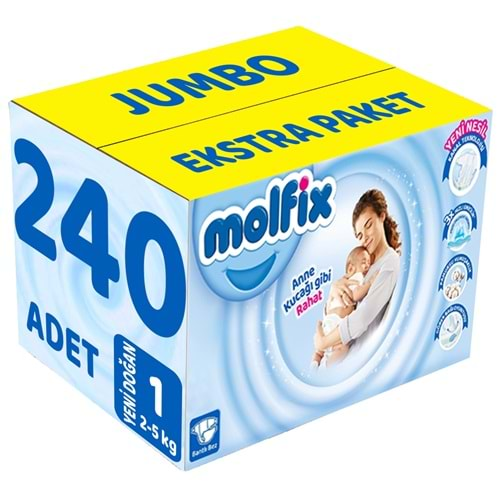 Molfix Bebek Bezi Beden:1 (2-5Kg) Yeni Doğan 240 Adet Jumbo Ekstra Pk