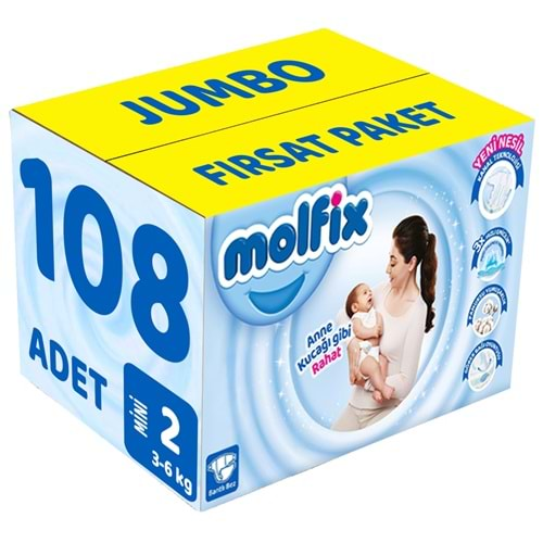 Molfix Bebek Bezi Beden:2 (3-6Kg) Mini 108 Adet Jumbo Fırsat Pk