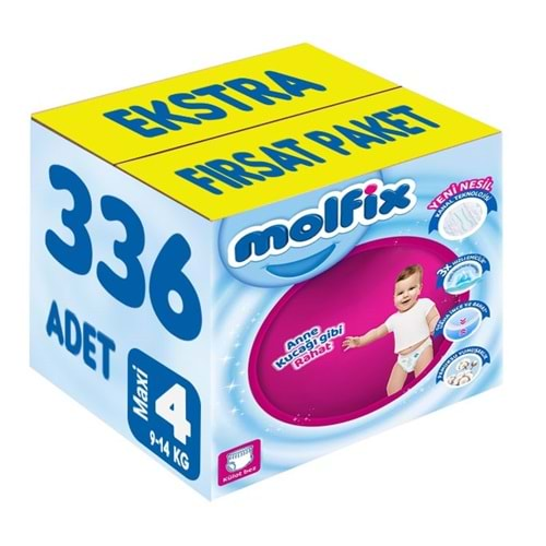 Molfix Külot Bebek Bezi Beden:4 (9-14KG) Maxi 336 Adet Ekstra Fırsat Pk